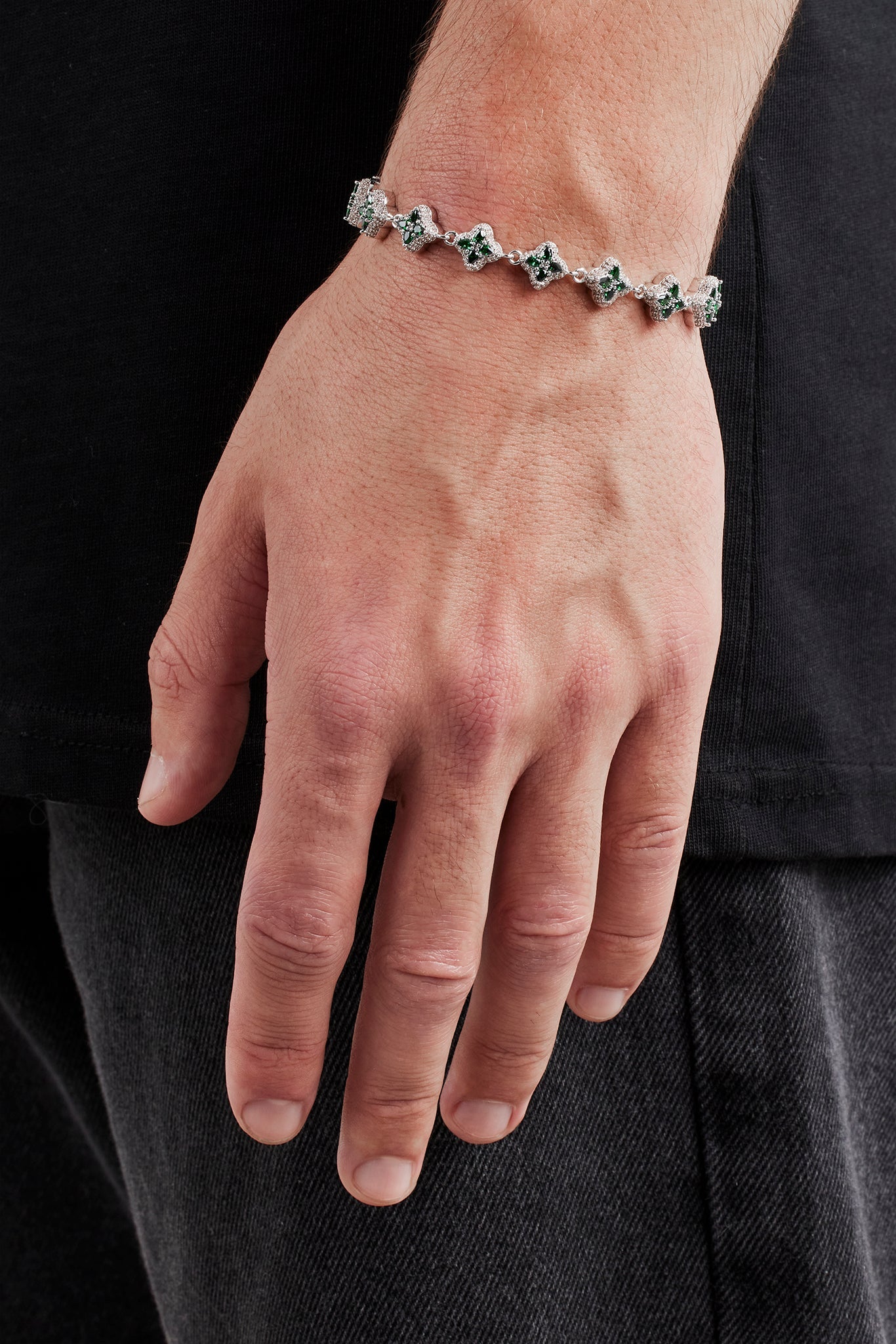 Green Baguette Motif Bracelet - 8mm